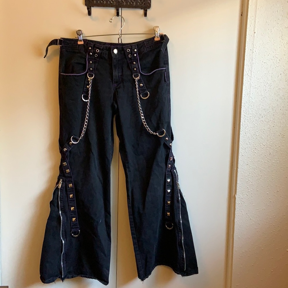 Vintage Tripp NYC Black Raver pants with purple